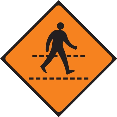 Temporary Pedestrian Crossing Roadworks Sign
